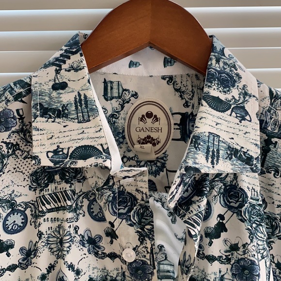 Ganesh Other - Men’s Print Cotton Button Front Shirt
